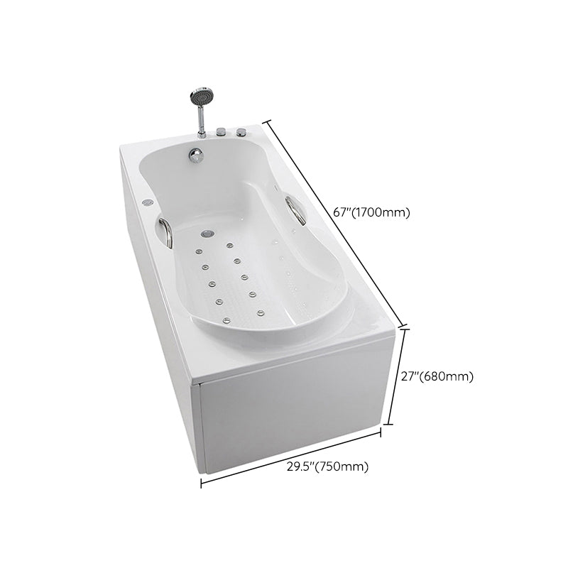 Modern Rectangular White Bathtub Back to Wall with Drain Bath Tub Clearhalo 'Bathroom Remodel & Bathroom Fixtures' 'Bathtubs' 'Home Improvement' 'home_improvement' 'home_improvement_bathtubs' 'Showers & Bathtubs' 6387129