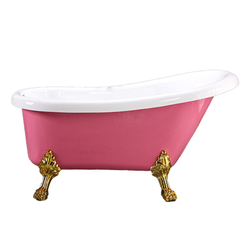 Modern Acrylic Bathtub Back to Wall with Golden Feet and Drain Bath Tub for Bathroom Clearhalo 'Bathroom Remodel & Bathroom Fixtures' 'Bathtubs' 'Home Improvement' 'home_improvement' 'home_improvement_bathtubs' 'Showers & Bathtubs' 6387139