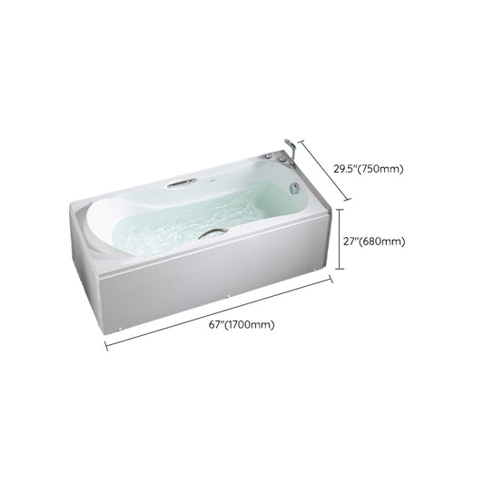 Modern Corner White Bathtub Acrylic Rectangle Back to Wall with Drain Bath Tub Clearhalo 'Bathroom Remodel & Bathroom Fixtures' 'Bathtubs' 'Home Improvement' 'home_improvement' 'home_improvement_bathtubs' 'Showers & Bathtubs' 6387174
