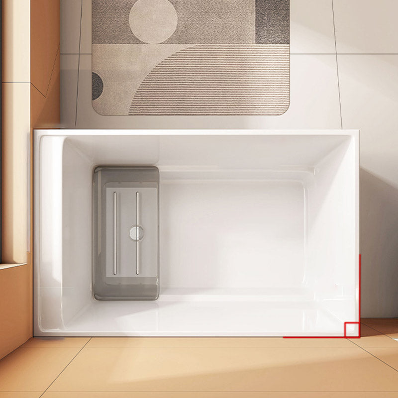 Modern Rectangle White Acrylic Bathtub Back to Wall with Drain Bath Tub Clearhalo 'Bathroom Remodel & Bathroom Fixtures' 'Bathtubs' 'Home Improvement' 'home_improvement' 'home_improvement_bathtubs' 'Showers & Bathtubs' 6387234