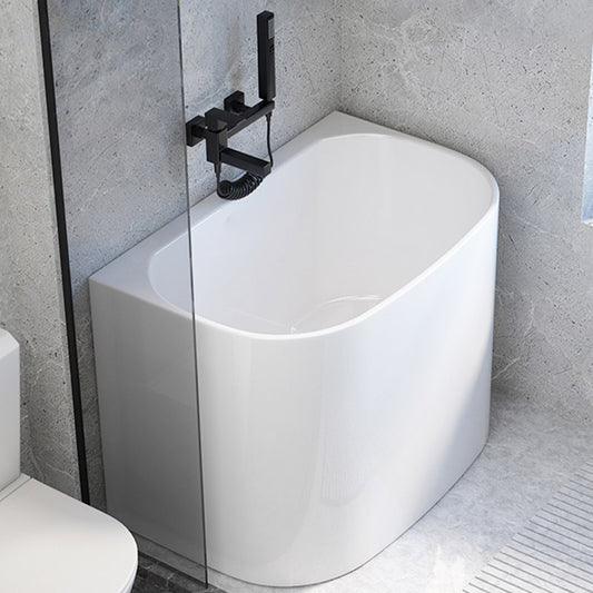 Modern Corner White Acrylic Bathtub Back to Wall with Drain Bath Tub Clearhalo 'Bathroom Remodel & Bathroom Fixtures' 'Bathtubs' 'Home Improvement' 'home_improvement' 'home_improvement_bathtubs' 'Showers & Bathtubs' 6387318