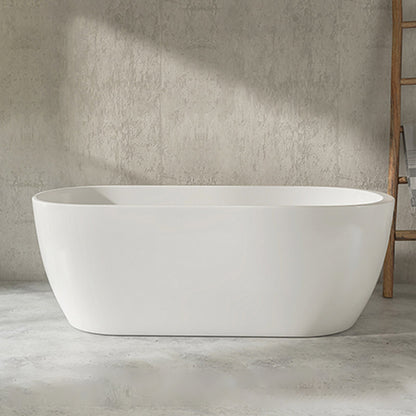 Modern Acrylic Oval Bathtub Freestanding Soaking Bathtub with Drain Bath Tub White Tub Clearhalo 'Bathroom Remodel & Bathroom Fixtures' 'Bathtubs' 'Home Improvement' 'home_improvement' 'home_improvement_bathtubs' 'Showers & Bathtubs' 6387439