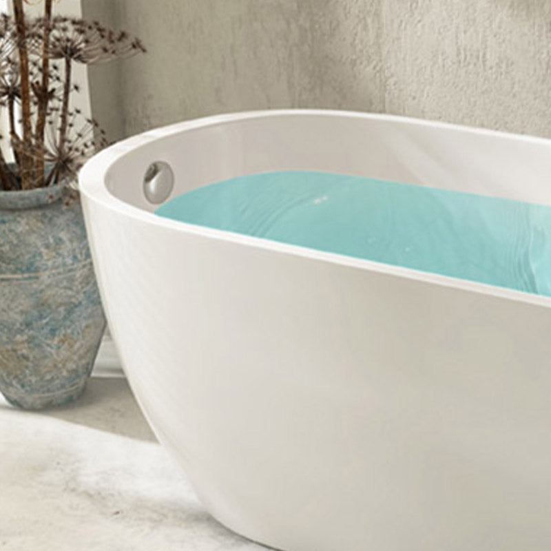 Modern Acrylic Oval Bathtub Freestanding Soaking Bathtub with Drain Bath Tub Clearhalo 'Bathroom Remodel & Bathroom Fixtures' 'Bathtubs' 'Home Improvement' 'home_improvement' 'home_improvement_bathtubs' 'Showers & Bathtubs' 6387444