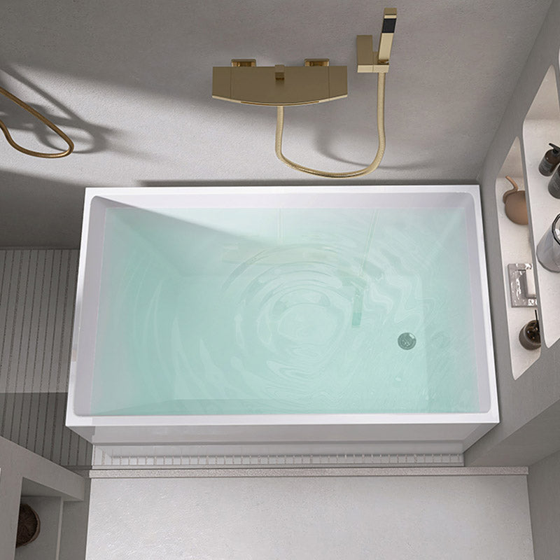 Modern Corner White Acrylic Bathtub Rectangle with Drain Bath Tub for Bathroom Gold 47"L x 28"W x 24"H Without Seat Clearhalo 'Bathroom Remodel & Bathroom Fixtures' 'Bathtubs' 'Home Improvement' 'home_improvement' 'home_improvement_bathtubs' 'Showers & Bathtubs' 6387485