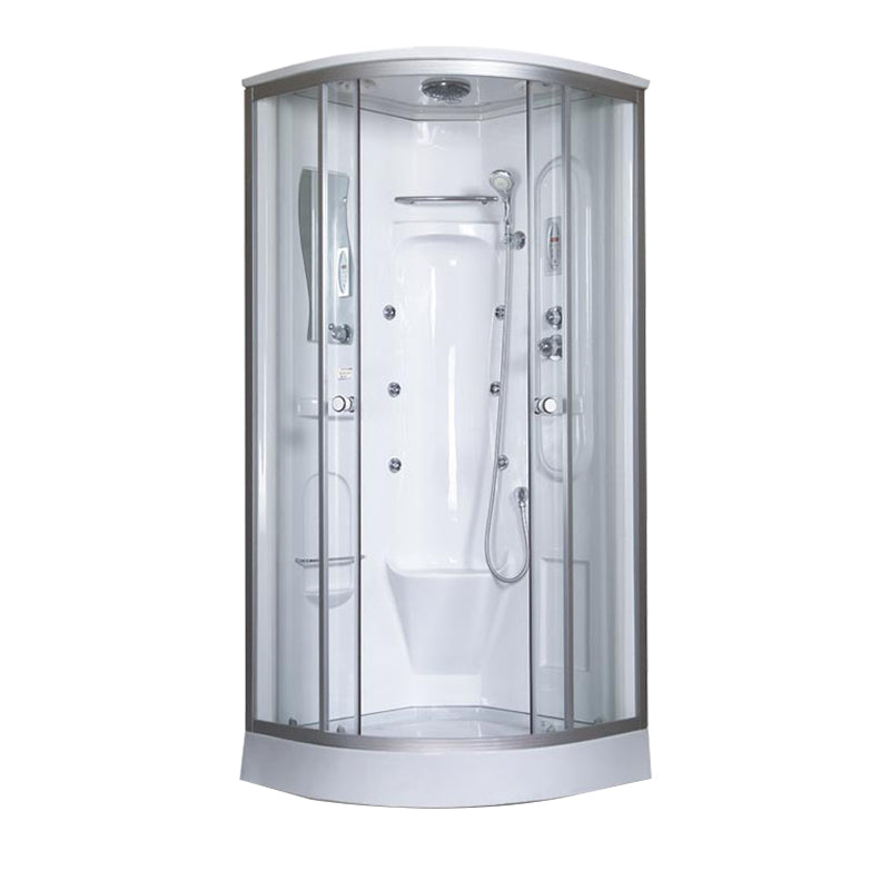 Round Framed Tub & Shower Kit Corner Double Sliding Tub & Shower Kit Clearhalo 'Bathroom Remodel & Bathroom Fixtures' 'Home Improvement' 'home_improvement' 'home_improvement_shower_stalls_enclosures' 'Shower Stalls & Enclosures' 'shower_stalls_enclosures' 'Showers & Bathtubs' 6387708