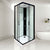 Corner Framed Shower Stall Single Sliding Tempered Glass Shower Stall Black-White 31.5"L x 31.5"W x 84.6"H Clearhalo 'Bathroom Remodel & Bathroom Fixtures' 'Home Improvement' 'home_improvement' 'home_improvement_shower_stalls_enclosures' 'Shower Stalls & Enclosures' 'shower_stalls_enclosures' 'Showers & Bathtubs' 6387740