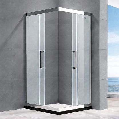 Framed Tempered Glass Shower Kit Corner Double Sliding Shower Kit 47.2"L x 47.2"W x 76.8"H Clearhalo 'Bathroom Remodel & Bathroom Fixtures' 'Home Improvement' 'home_improvement' 'home_improvement_shower_stalls_enclosures' 'Shower Stalls & Enclosures' 'shower_stalls_enclosures' 'Showers & Bathtubs' 6387753