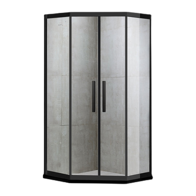 Corner Framed Shower Kit Neo-Angle Tempered Glass Shower Kit Double Sliding Clearhalo 'Bathroom Remodel & Bathroom Fixtures' 'Home Improvement' 'home_improvement' 'home_improvement_shower_stalls_enclosures' 'Shower Stalls & Enclosures' 'shower_stalls_enclosures' 'Showers & Bathtubs' 6387805