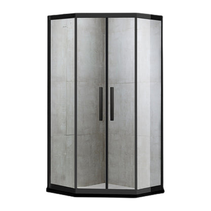 Corner Framed Shower Kit Neo-Angle Tempered Glass Shower Kit Double Sliding Clearhalo 'Bathroom Remodel & Bathroom Fixtures' 'Home Improvement' 'home_improvement' 'home_improvement_shower_stalls_enclosures' 'Shower Stalls & Enclosures' 'shower_stalls_enclosures' 'Showers & Bathtubs' 6387805