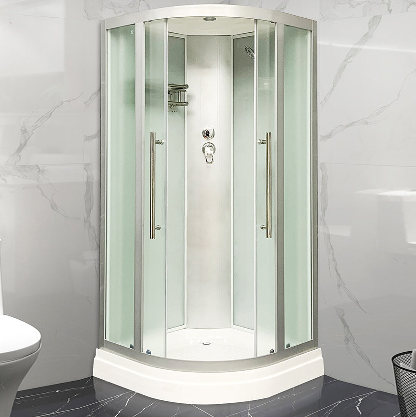 Round Double Sliding Shower Stall Corner Tempered Glass Shower Stall Clearhalo 'Bathroom Remodel & Bathroom Fixtures' 'Home Improvement' 'home_improvement' 'home_improvement_shower_stalls_enclosures' 'Shower Stalls & Enclosures' 'shower_stalls_enclosures' 'Showers & Bathtubs' 6387827