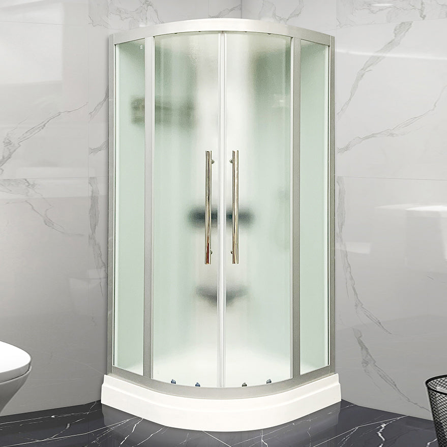Round Double Sliding Shower Stall Corner Tempered Glass Shower Stall Clearhalo 'Bathroom Remodel & Bathroom Fixtures' 'Home Improvement' 'home_improvement' 'home_improvement_shower_stalls_enclosures' 'Shower Stalls & Enclosures' 'shower_stalls_enclosures' 'Showers & Bathtubs' 6387828