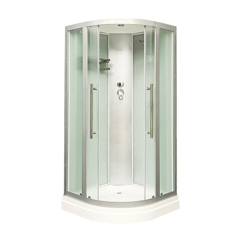 Round Double Sliding Shower Stall Corner Tempered Glass Shower Stall Clearhalo 'Bathroom Remodel & Bathroom Fixtures' 'Home Improvement' 'home_improvement' 'home_improvement_shower_stalls_enclosures' 'Shower Stalls & Enclosures' 'shower_stalls_enclosures' 'Showers & Bathtubs' 6387832