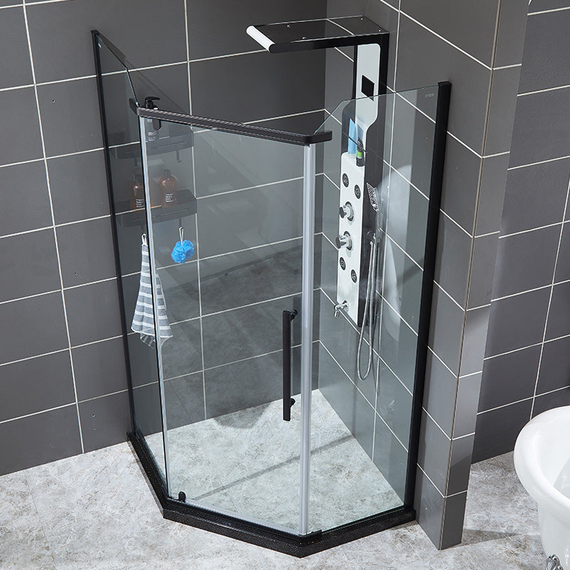 Neo-Angle Shower Kit Pivot Tempered Glass Corner Shower Kit with Fixed Panel Clearhalo 'Bathroom Remodel & Bathroom Fixtures' 'Home Improvement' 'home_improvement' 'home_improvement_shower_stalls_enclosures' 'Shower Stalls & Enclosures' 'shower_stalls_enclosures' 'Showers & Bathtubs' 6387879