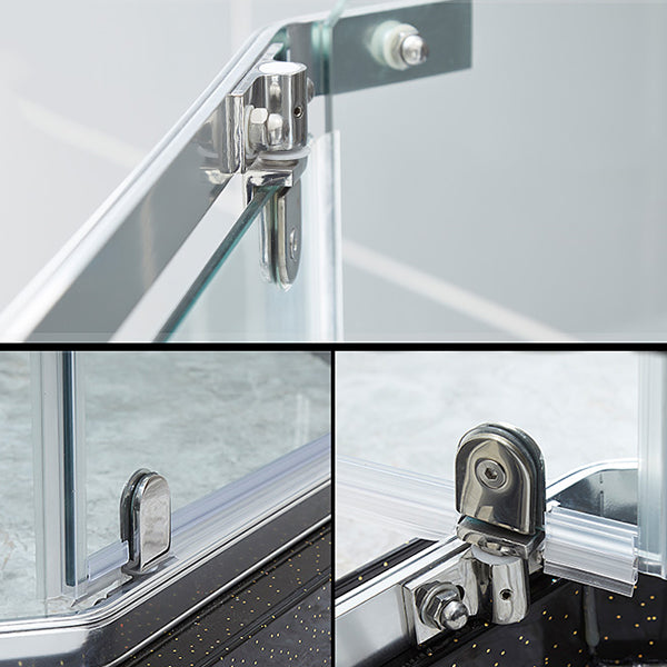 Neo-Angle Shower Kit Pivot Tempered Glass Corner Shower Kit with Fixed Panel Clearhalo 'Bathroom Remodel & Bathroom Fixtures' 'Home Improvement' 'home_improvement' 'home_improvement_shower_stalls_enclosures' 'Shower Stalls & Enclosures' 'shower_stalls_enclosures' 'Showers & Bathtubs' 6387883