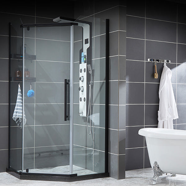 Neo-Angle Shower Kit Pivot Tempered Glass Corner Shower Kit with Fixed Panel Clearhalo 'Bathroom Remodel & Bathroom Fixtures' 'Home Improvement' 'home_improvement' 'home_improvement_shower_stalls_enclosures' 'Shower Stalls & Enclosures' 'shower_stalls_enclosures' 'Showers & Bathtubs' 6387887