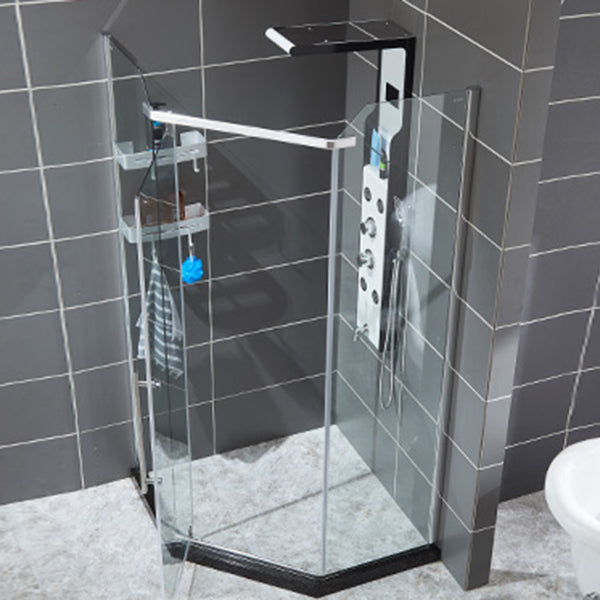 Neo-Angle Shower Kit Pivot Tempered Glass Corner Shower Kit with Fixed Panel Clearhalo 'Bathroom Remodel & Bathroom Fixtures' 'Home Improvement' 'home_improvement' 'home_improvement_shower_stalls_enclosures' 'Shower Stalls & Enclosures' 'shower_stalls_enclosures' 'Showers & Bathtubs' 6387889