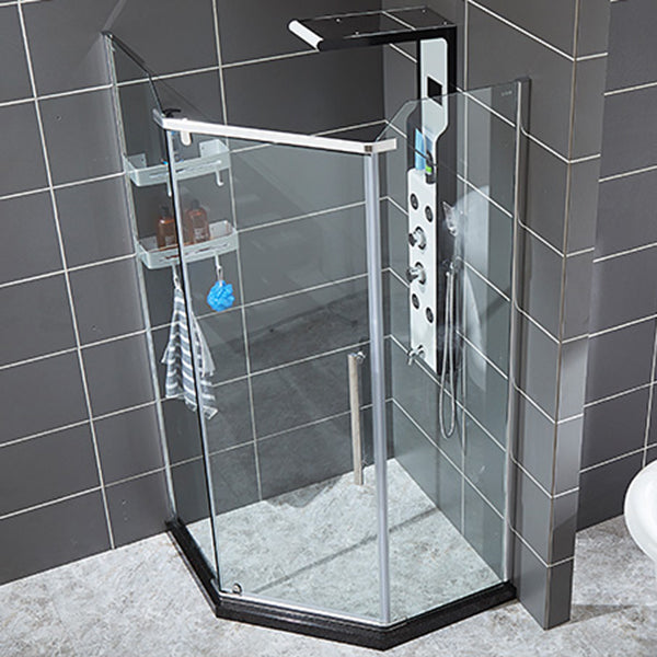 Neo-Angle Shower Kit Pivot Tempered Glass Corner Shower Kit with Fixed Panel Clearhalo 'Bathroom Remodel & Bathroom Fixtures' 'Home Improvement' 'home_improvement' 'home_improvement_shower_stalls_enclosures' 'Shower Stalls & Enclosures' 'shower_stalls_enclosures' 'Showers & Bathtubs' 6387890