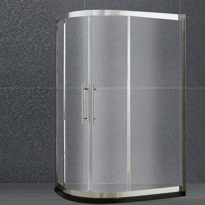 Tempered Glass Shower Kit Double Sliding Round Shower Kit with Shower Door Clearhalo 'Bathroom Remodel & Bathroom Fixtures' 'Home Improvement' 'home_improvement' 'home_improvement_shower_stalls_enclosures' 'Shower Stalls & Enclosures' 'shower_stalls_enclosures' 'Showers & Bathtubs' 6387894