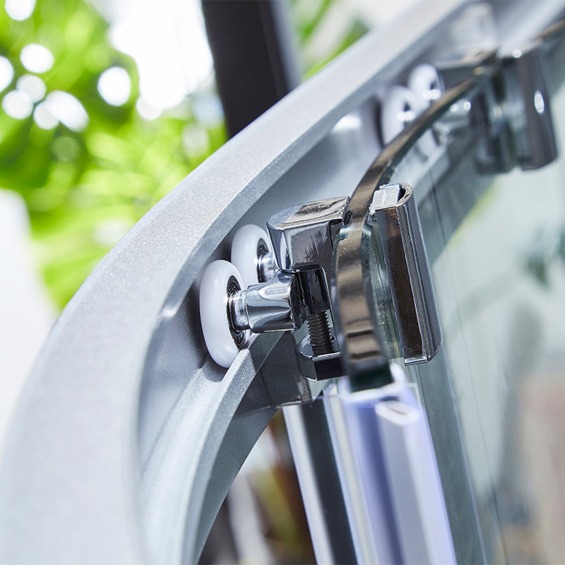 Tempered Glass Shower Kit Double Sliding Round Shower Kit with Shower Door Clearhalo 'Bathroom Remodel & Bathroom Fixtures' 'Home Improvement' 'home_improvement' 'home_improvement_shower_stalls_enclosures' 'Shower Stalls & Enclosures' 'shower_stalls_enclosures' 'Showers & Bathtubs' 6387901