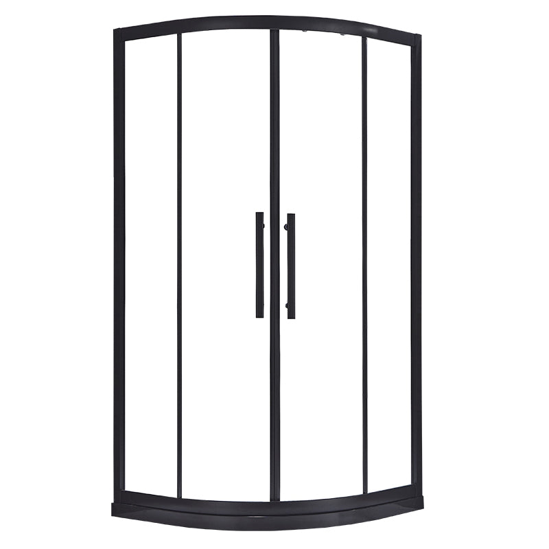 Corner Round Shower Kit Tempered Glass Double Sliding Shower Kit Clearhalo 'Bathroom Remodel & Bathroom Fixtures' 'Home Improvement' 'home_improvement' 'home_improvement_shower_stalls_enclosures' 'Shower Stalls & Enclosures' 'shower_stalls_enclosures' 'Showers & Bathtubs' 6387931