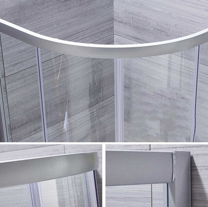 Corner Round Shower Kit Tempered Glass Double Sliding Shower Kit Clearhalo 'Bathroom Remodel & Bathroom Fixtures' 'Home Improvement' 'home_improvement' 'home_improvement_shower_stalls_enclosures' 'Shower Stalls & Enclosures' 'shower_stalls_enclosures' 'Showers & Bathtubs' 6387934