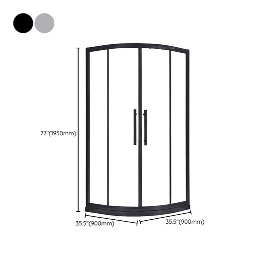 Corner Round Shower Kit Tempered Glass Double Sliding Shower Kit Clearhalo 'Bathroom Remodel & Bathroom Fixtures' 'Home Improvement' 'home_improvement' 'home_improvement_shower_stalls_enclosures' 'Shower Stalls & Enclosures' 'shower_stalls_enclosures' 'Showers & Bathtubs' 6387940