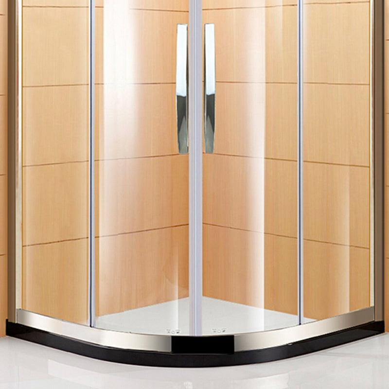 Round Tempered Glass Shower Kit Double Sliding Corner Shower Kit Clearhalo 'Bathroom Remodel & Bathroom Fixtures' 'Home Improvement' 'home_improvement' 'home_improvement_shower_stalls_enclosures' 'Shower Stalls & Enclosures' 'shower_stalls_enclosures' 'Showers & Bathtubs' 6387943