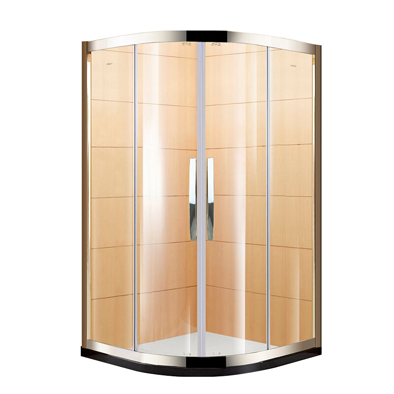Round Tempered Glass Shower Kit Double Sliding Corner Shower Kit Clearhalo 'Bathroom Remodel & Bathroom Fixtures' 'Home Improvement' 'home_improvement' 'home_improvement_shower_stalls_enclosures' 'Shower Stalls & Enclosures' 'shower_stalls_enclosures' 'Showers & Bathtubs' 6387946