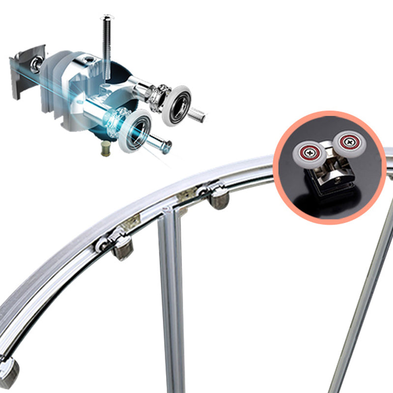 Round Tempered Glass Shower Kit Double Sliding Corner Shower Kit Clearhalo 'Bathroom Remodel & Bathroom Fixtures' 'Home Improvement' 'home_improvement' 'home_improvement_shower_stalls_enclosures' 'Shower Stalls & Enclosures' 'shower_stalls_enclosures' 'Showers & Bathtubs' 6387948