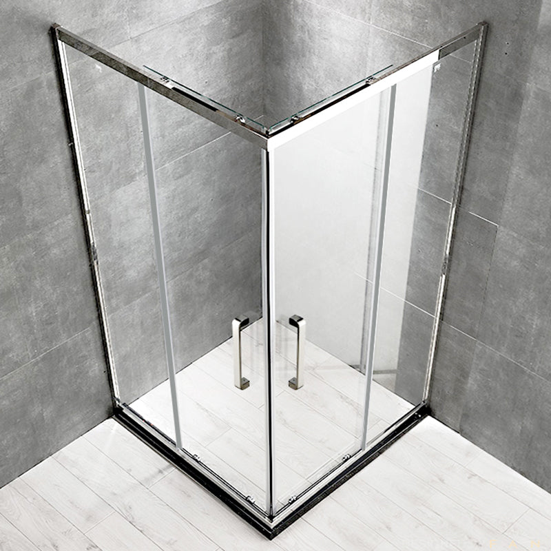 Double Sliding Shower Kit Semi-Frameless Corner Tempered Glass Shower Kit Clearhalo 'Bathroom Remodel & Bathroom Fixtures' 'Home Improvement' 'home_improvement' 'home_improvement_shower_stalls_enclosures' 'Shower Stalls & Enclosures' 'shower_stalls_enclosures' 'Showers & Bathtubs' 6387963