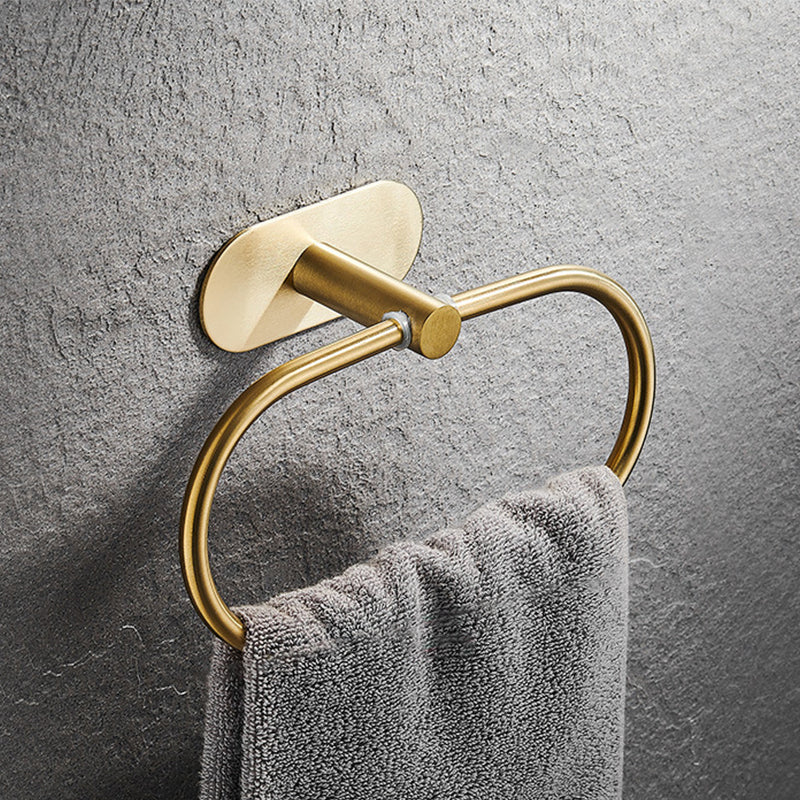 Modern Simple Metal Bathroom Accessory as Individual or as a Set in Gold Towel Ring Clearhalo 'Bathroom Hardware Sets' 'Bathroom Hardware' 'Bathroom Remodel & Bathroom Fixtures' 'bathroom_hardware_sets' 'Home Improvement' 'home_improvement' 'home_improvement_bathroom_hardware_sets' 6391147
