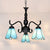 Country Style Scalloped Shade Pendant Stained Glass 3 Lights Chandelier Light for Living Room Blue Clearhalo 'Ceiling Lights' 'Chandeliers' 'Industrial' 'Middle Century Chandeliers' 'Tiffany Chandeliers' 'Tiffany close to ceiling' 'Tiffany' Lighting' 63939