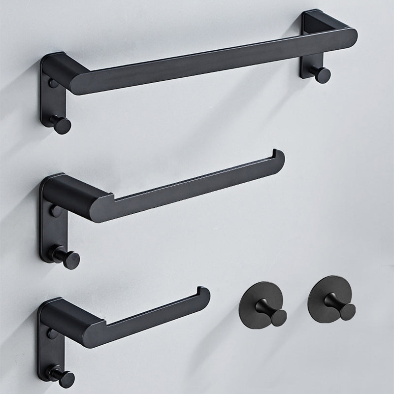Metal Bathroom Set 5-piece Modern Style Black Bathroom Hardware Set Clearhalo 'Bathroom Hardware Sets' 'Bathroom Hardware' 'Bathroom Remodel & Bathroom Fixtures' 'bathroom_hardware_sets' 'Home Improvement' 'home_improvement' 'home_improvement_bathroom_hardware_sets' 6394250