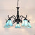 Rustic Scallop Chandelier Stained Glass 5 Lights Ceiling Pendant with Chain for Living Room Blue Clearhalo 'Ceiling Lights' 'Chandeliers' 'Industrial' 'Middle Century Chandeliers' 'Tiffany Chandeliers' 'Tiffany close to ceiling' 'Tiffany' Lighting' 63942
