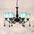Conic Pendant Light Vintage Stained Glass 6 Lights Ceiling Light with Crystal for Bedroom Lighting Blue Clearhalo 'Ceiling Lights' 'Chandeliers' 'Industrial' 'Middle Century Chandeliers' 'Pendant Lights' 'Tiffany Chandeliers' 'Tiffany close to ceiling' 'Tiffany' Lighting' 63958