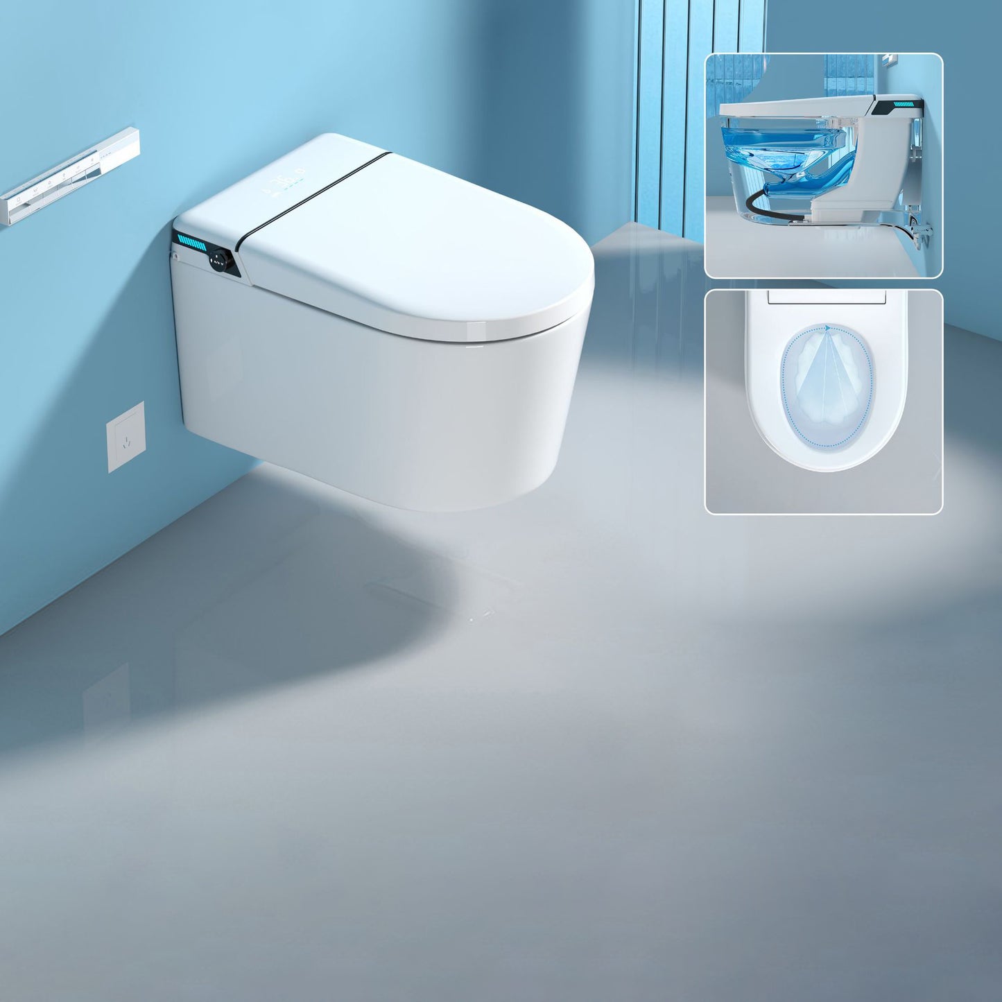 Modern Wall Mount Toilet All-In-One ABS Single Flush Toilet Bowl Foot Feel Flush & Splash Proof Clearhalo 'Bathroom Remodel & Bathroom Fixtures' 'Home Improvement' 'home_improvement' 'home_improvement_toilets' 'Toilets & Bidets' 'Toilets' 6398355