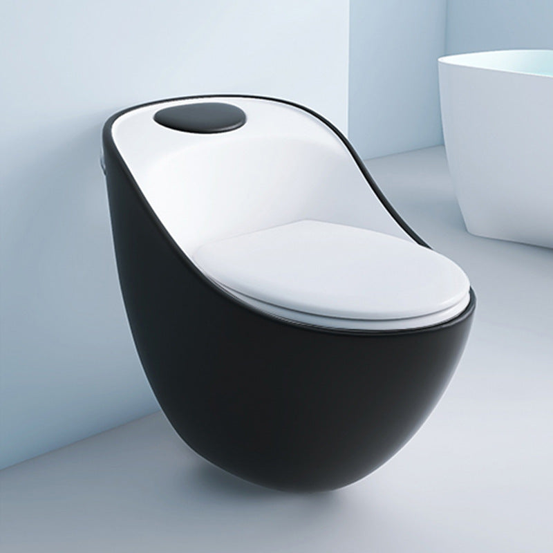 Modern Siphon Jet Urine Toilet Wall Hung Flush Toilet with Toilet Seat Black/ White Clearhalo 'Bathroom Remodel & Bathroom Fixtures' 'Home Improvement' 'home_improvement' 'home_improvement_toilets' 'Toilets & Bidets' 'Toilets' 6398388
