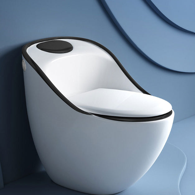Modern Siphon Jet Urine Toilet Wall Hung Flush Toilet with Toilet Seat White/ Black Clearhalo 'Bathroom Remodel & Bathroom Fixtures' 'Home Improvement' 'home_improvement' 'home_improvement_toilets' 'Toilets & Bidets' 'Toilets' 6398390