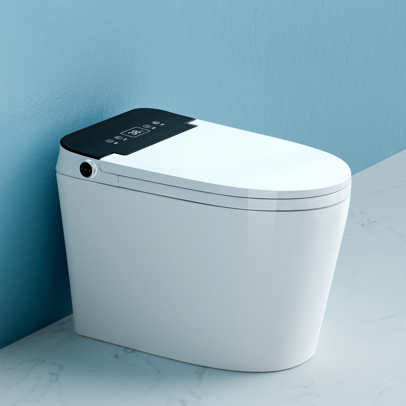 Modern Floor Mount Toilet Bowl White Toilet with Seat for Bathroom Foot Touch Flush (Standard Configuration) 12" Clearhalo 'Bathroom Remodel & Bathroom Fixtures' 'Home Improvement' 'home_improvement' 'home_improvement_toilets' 'Toilets & Bidets' 'Toilets' 6398406