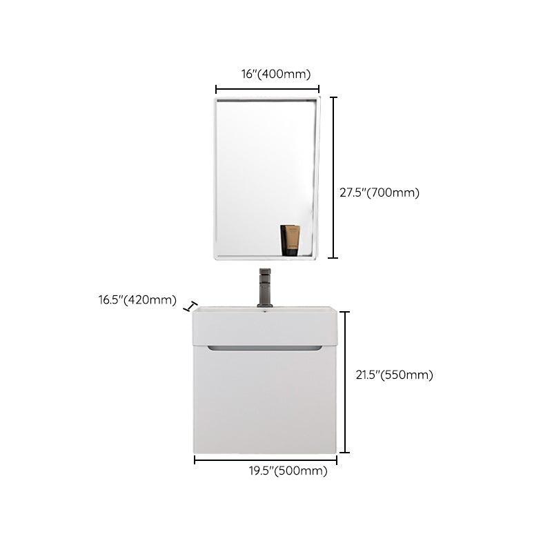 Modern Wooden Sink Vanity White Wall Mount Bathroom Vanity Cabinet with Mirror Clearhalo 'Bathroom Remodel & Bathroom Fixtures' 'Bathroom Vanities' 'bathroom_vanities' 'Home Improvement' 'home_improvement' 'home_improvement_bathroom_vanities' 6399144