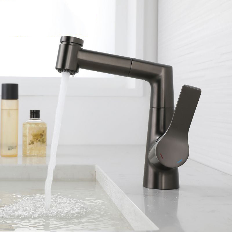 Single Lever Handle Faucets Contemporary Centerset Faucets for Bathroom Smoke Gray Clearhalo 'Bathroom Remodel & Bathroom Fixtures' 'Bathroom Sinks & Faucet Components' 'Bathroom Sinks' 'bathroom_sink' 'Home Improvement' 'home_improvement' 'home_improvement_bathroom_sink' 6399225