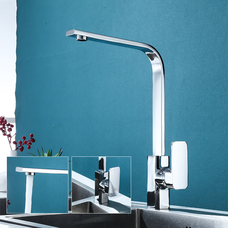 Modern Kitchen Sink Faucet 304 Stainless Steel with Handles and Supply Lines Pot Filler Clearhalo 'Home Improvement' 'home_improvement' 'home_improvement_kitchen_faucets' 'Kitchen Faucets' 'Kitchen Remodel & Kitchen Fixtures' 'Kitchen Sinks & Faucet Components' 'kitchen_faucets' 6399360