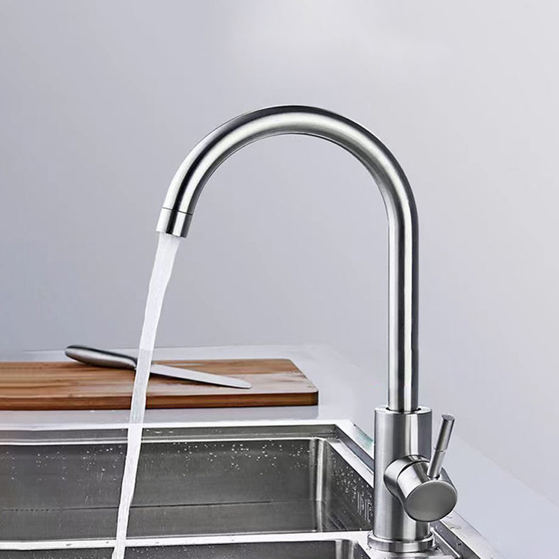1-Handle Faucets Stainless Steel with Water Dispenser Standard Kitchen Faucet Clearhalo 'Home Improvement' 'home_improvement' 'home_improvement_kitchen_faucets' 'Kitchen Faucets' 'Kitchen Remodel & Kitchen Fixtures' 'Kitchen Sinks & Faucet Components' 'kitchen_faucets' 6399367