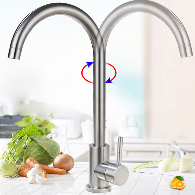 1-Handle Faucets Stainless Steel with Water Dispenser Standard Kitchen Faucet Clearhalo 'Home Improvement' 'home_improvement' 'home_improvement_kitchen_faucets' 'Kitchen Faucets' 'Kitchen Remodel & Kitchen Fixtures' 'Kitchen Sinks & Faucet Components' 'kitchen_faucets' 6399372