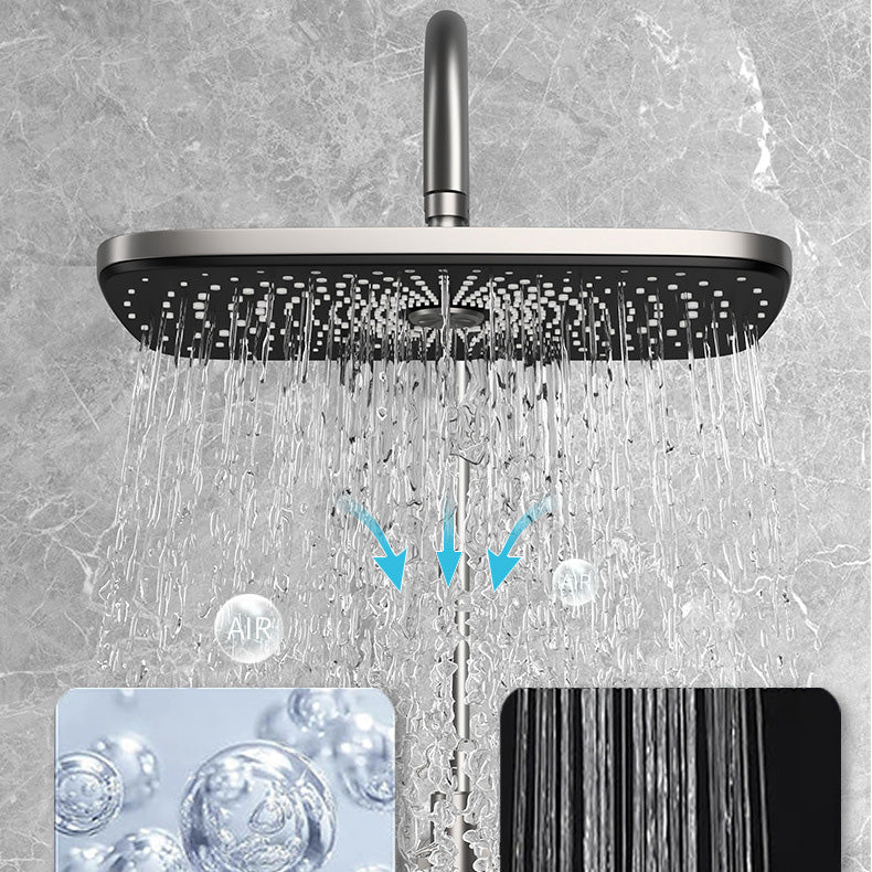 Wall Mounted Modern Square Metal Shower Brass Shower Head Shower Faucet in Gray Clearhalo 'Bathroom Remodel & Bathroom Fixtures' 'Home Improvement' 'home_improvement' 'home_improvement_shower_faucets' 'Shower Faucets & Systems' 'shower_faucets' 'Showers & Bathtubs Plumbing' 'Showers & Bathtubs' 6399389