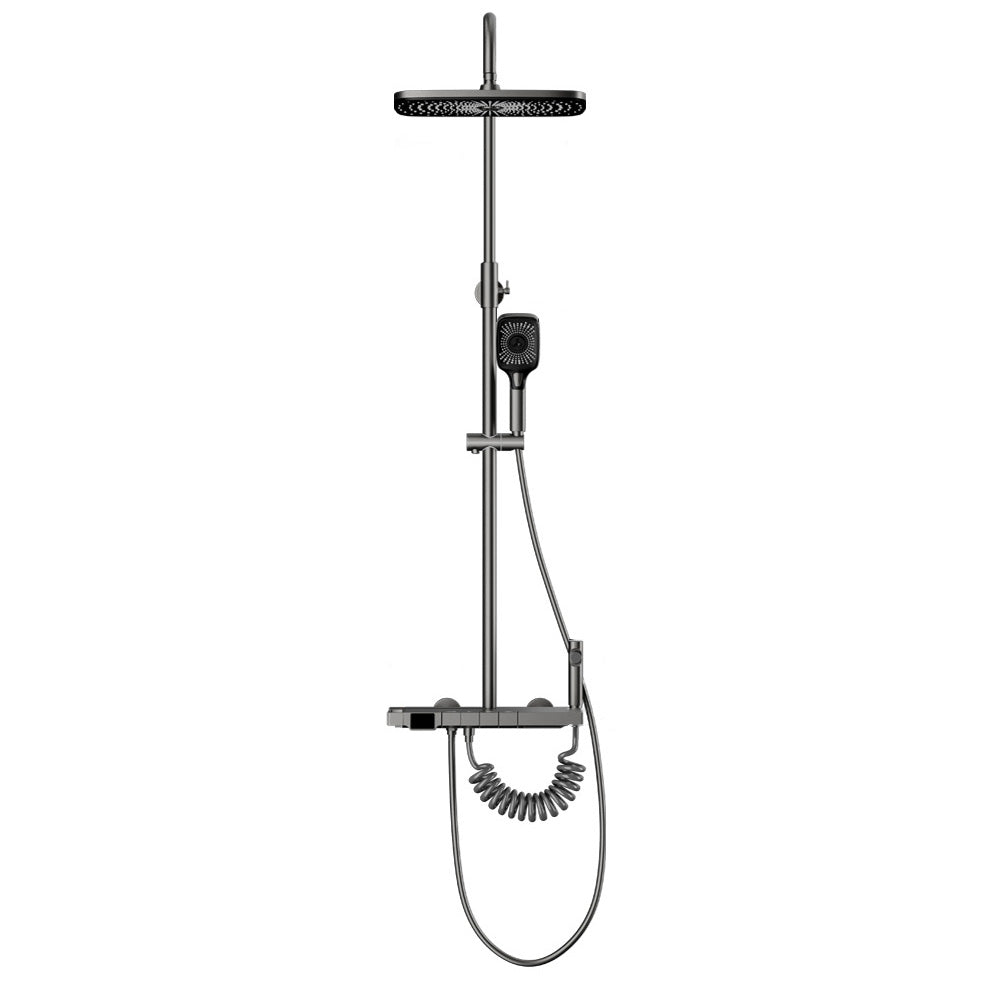 Wall Mounted Modern Square Metal Shower Brass Shower Head Shower Faucet in Gray Clearhalo 'Bathroom Remodel & Bathroom Fixtures' 'Home Improvement' 'home_improvement' 'home_improvement_shower_faucets' 'Shower Faucets & Systems' 'shower_faucets' 'Showers & Bathtubs Plumbing' 'Showers & Bathtubs' 6399396