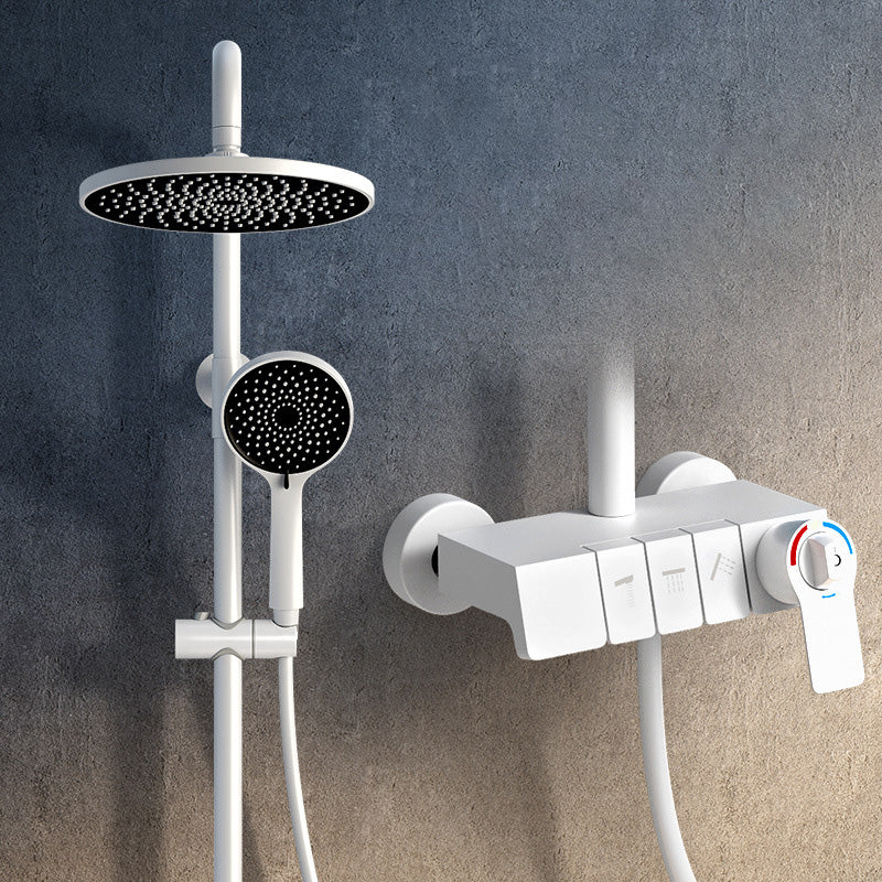 Wall Mounted Shower Adjustable Arm Shower Faucet Metal Shower System with Slide Bar White 3 Thermostatic Clearhalo 'Bathroom Remodel & Bathroom Fixtures' 'Home Improvement' 'home_improvement' 'home_improvement_shower_faucets' 'Shower Faucets & Systems' 'shower_faucets' 'Showers & Bathtubs Plumbing' 'Showers & Bathtubs' 6399403