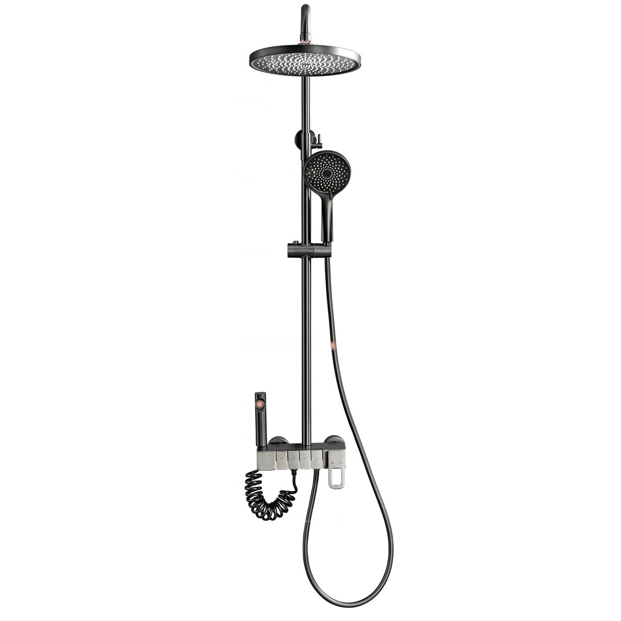 Wall Mounted Shower Adjustable Arm Shower Faucet Metal Shower System with Slide Bar Clearhalo 'Bathroom Remodel & Bathroom Fixtures' 'Home Improvement' 'home_improvement' 'home_improvement_shower_faucets' 'Shower Faucets & Systems' 'shower_faucets' 'Showers & Bathtubs Plumbing' 'Showers & Bathtubs' 6399408