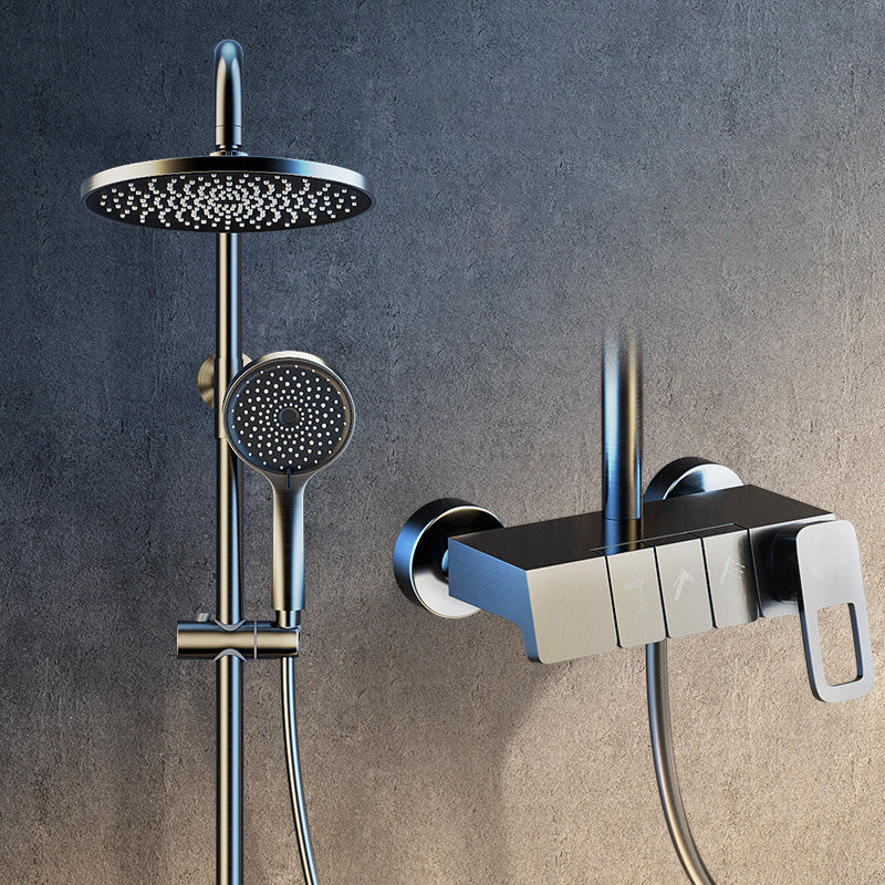 Wall Mounted Shower Adjustable Arm Shower Faucet Metal Shower System with Slide Bar Gun Grey 3 Temperature Control Clearhalo 'Bathroom Remodel & Bathroom Fixtures' 'Home Improvement' 'home_improvement' 'home_improvement_shower_faucets' 'Shower Faucets & Systems' 'shower_faucets' 'Showers & Bathtubs Plumbing' 'Showers & Bathtubs' 6399409