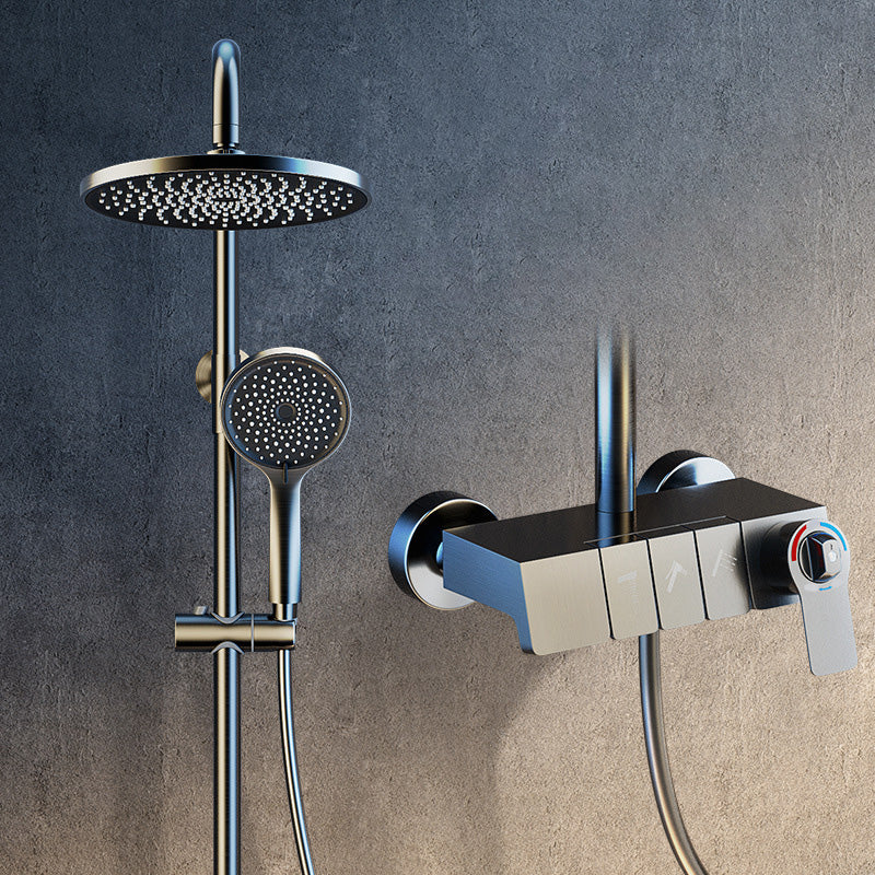 Wall Mounted Shower Adjustable Arm Shower Faucet Metal Shower System with Slide Bar Gun Grey 3 Thermostatic Clearhalo 'Bathroom Remodel & Bathroom Fixtures' 'Home Improvement' 'home_improvement' 'home_improvement_shower_faucets' 'Shower Faucets & Systems' 'shower_faucets' 'Showers & Bathtubs Plumbing' 'Showers & Bathtubs' 6399411